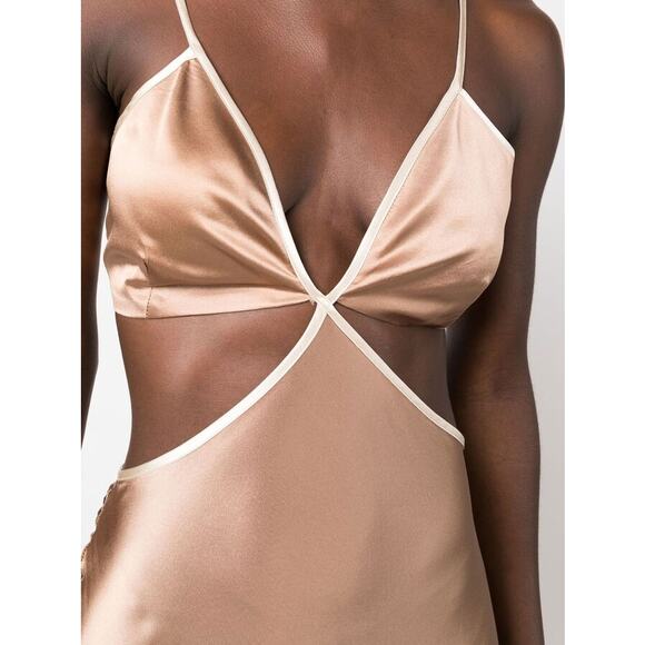 Reformation Poppies Silk Cut-out Maxi Dress Croissant Neutral Size 4 - Picture 2 of 12